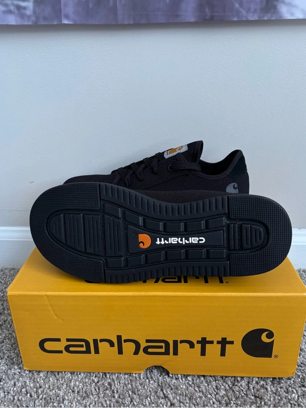 Carhartt Men’s Black Low-Top Canvas Sneakers with Yellow Tag